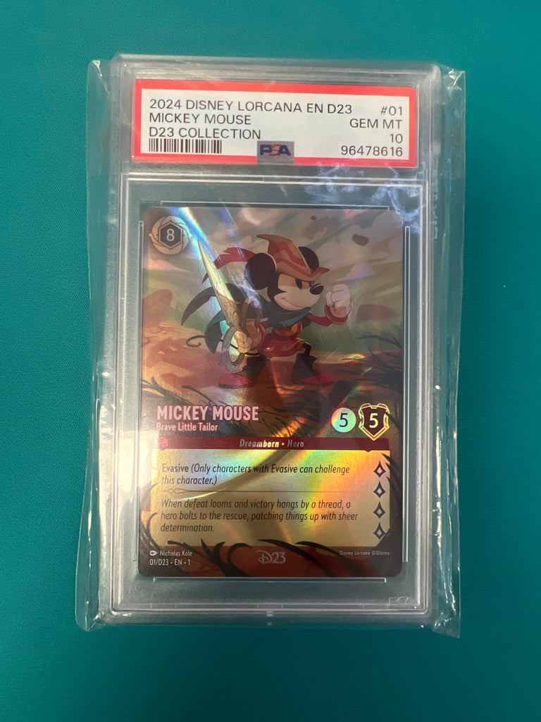 Graded Card: Lorcana - Mickey Mouse Brave Little Tailor 01/D23 PSA 10