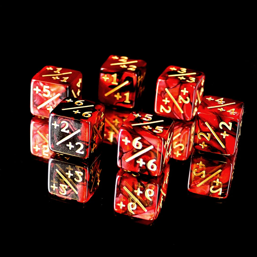 Die Hard Dice: Positive 6pc counter Set- Red Black for MTG
